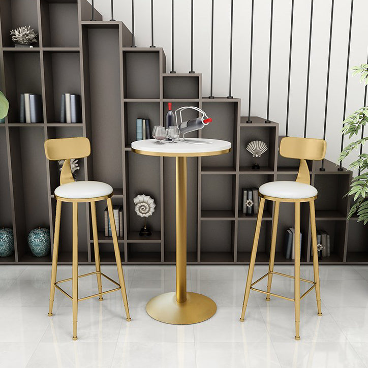 Glam Faux Marble Bar Table 41.3"H Pedestal Bar Height Cocktail Table with Metal Base