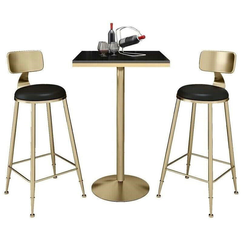 Glam Faux Marble Bar Table 41.3"H Pedestal Bar Height Cocktail Table with Metal Base