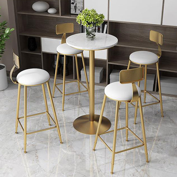 Glam Faux Marble Bar Table 41.3"H Pedestal Bar Height Cocktail Table with Metal Base