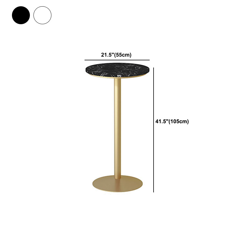 Glam Faux Marble Bar Table 41.3"H Pedestal Bar Height Cocktail Table with Metal Base