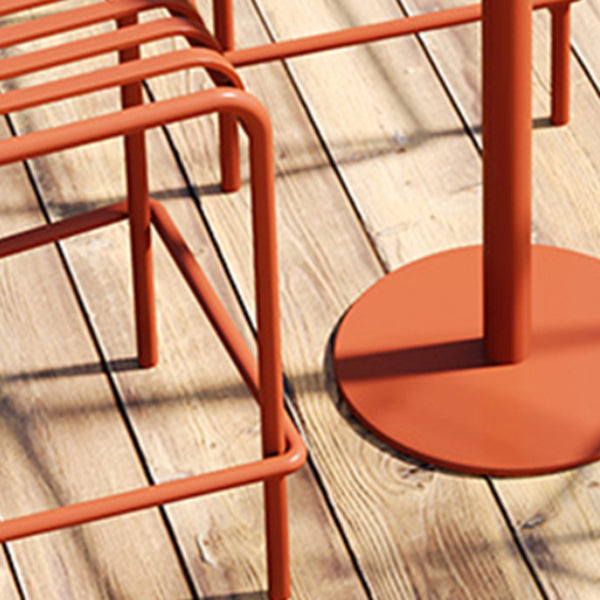 Pedestal Round Bar Dining Table Metal Fixed Pub Table for Outdoor