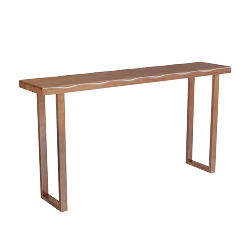 Modern Solid Wood Bar Table Brown Rectangle Bar Height Cocktail Table with Sled Base