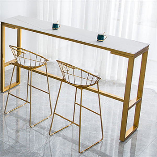 Sintered Stone Bistro Bar Desk Rectangle Bar Height Table with Trestle Base