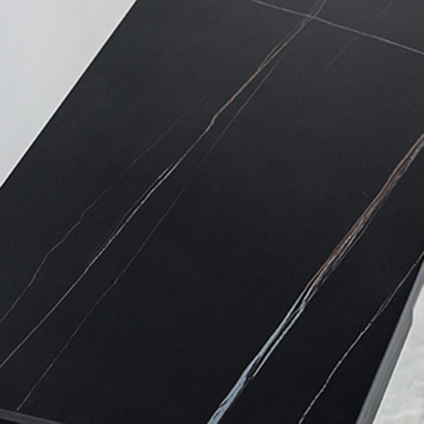 Sintered Stone Bistro Bar Desk Rectangle Bar Height Table with Trestle Base