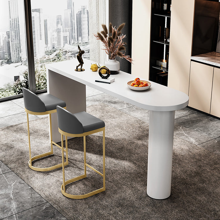 White Specialty Bar Dining Table Double Pedestal Wooden Bar Height Pub Table