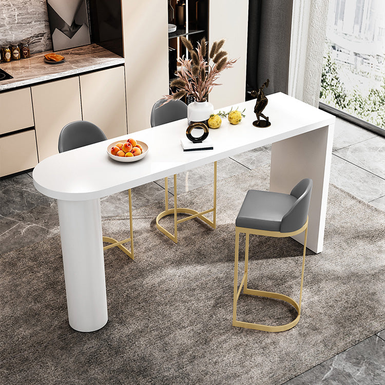 White Specialty Bar Dining Table Double Pedestal Wooden Bar Height Pub Table