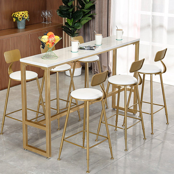 Glam Pub Table Solid Wood Bar Height Rectangle Bar Table for Breakroom