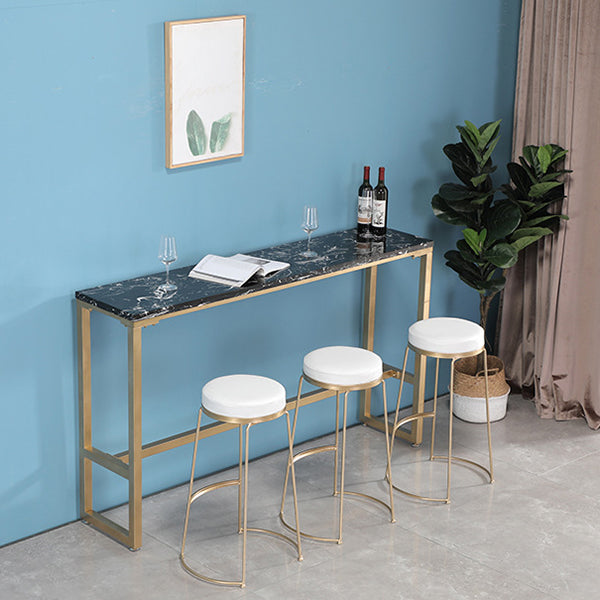 Glam Pub Table Solid Wood Bar Height Rectangle Bar Table for Breakroom