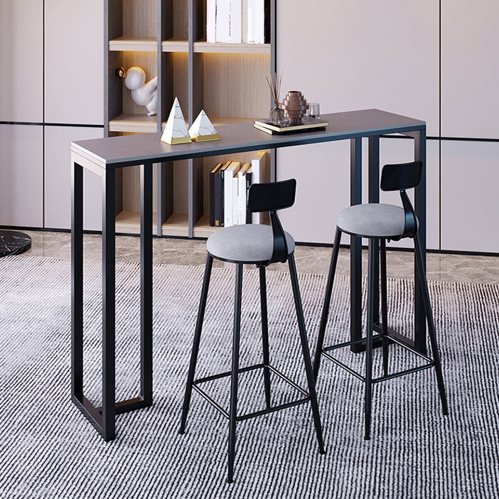 Contemporary Rectangle Bar Dining Table Stone Top and Iron Base  Bar Table