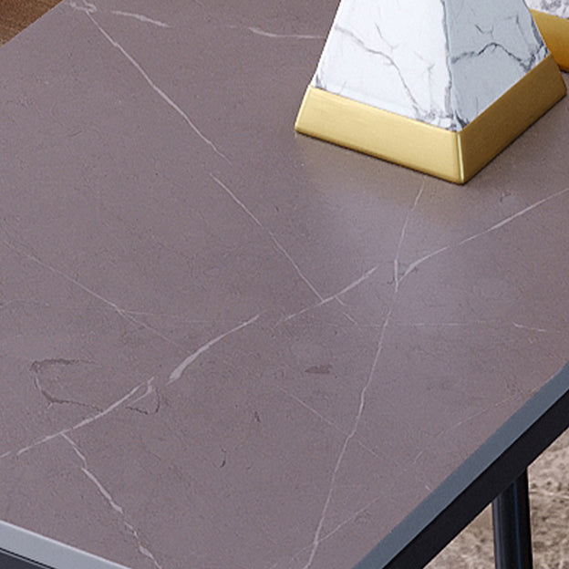 Contemporary Rectangle Bar Dining Table Stone Top and Iron Base  Bar Table