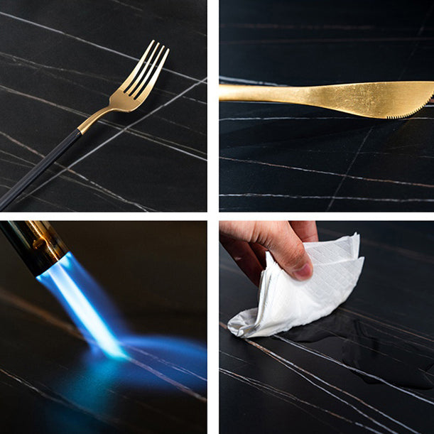 Contemporary Rectangle Bar Dining Table Stone Top and Iron Base  Bar Table