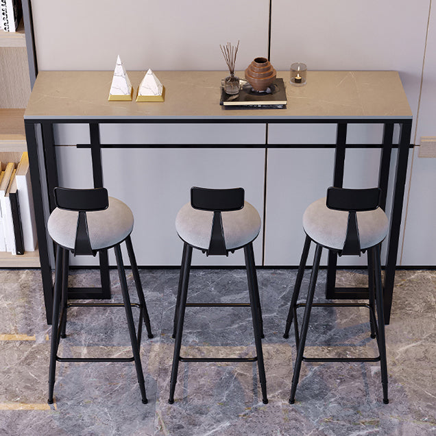 Contemporary Rectangle Bar Dining Table Stone Top and Iron Base  Bar Table