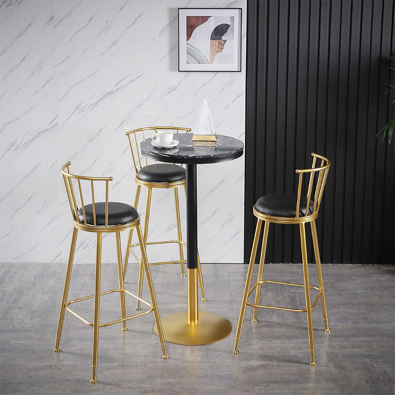Round Stone Bar Dining Table Glam Pedestal Bar Table for Living Room