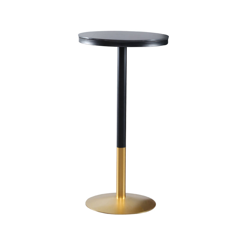 Round Stone Bar Dining Table Glam Pedestal Bar Table for Living Room