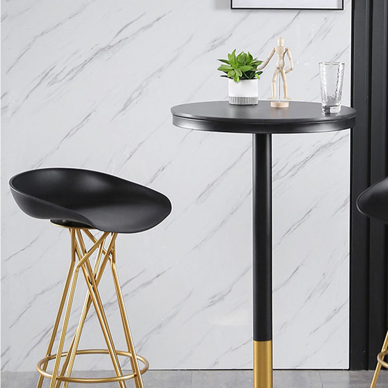 Round Stone Bar Dining Table Glam Pedestal Bar Table for Living Room