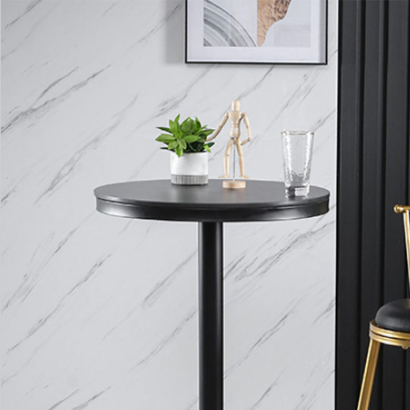 Round Stone Bar Dining Table Glam Pedestal Bar Table for Living Room