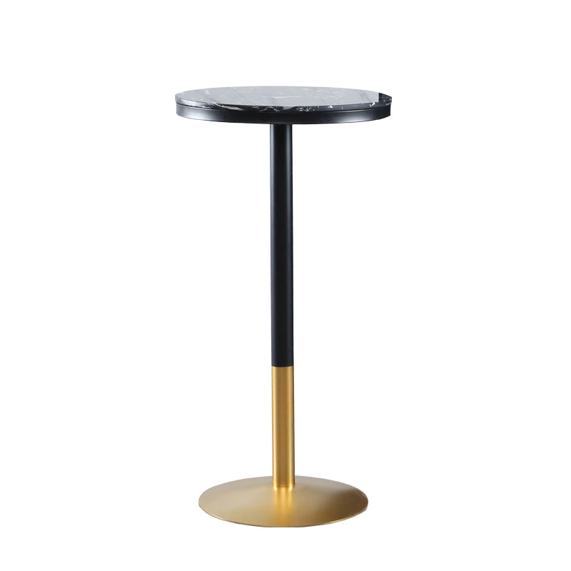 Round Stone Bar Dining Table Glam Pedestal Bar Table for Living Room