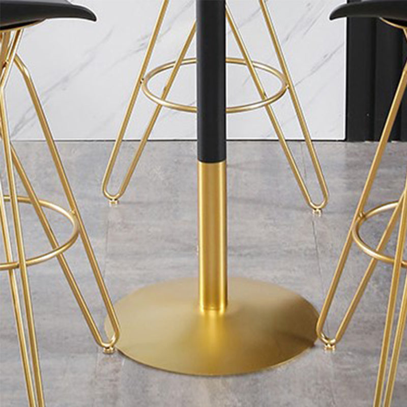 Round Stone Bar Dining Table Glam Pedestal Bar Table for Living Room