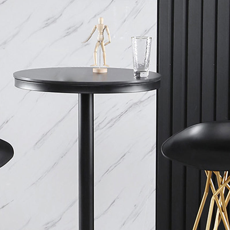 Round Stone Bar Dining Table Glam Pedestal Bar Table for Living Room