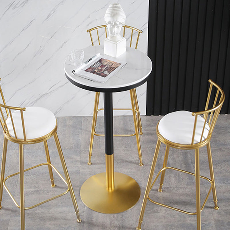 Round Stone Bar Dining Table Glam Pedestal Bar Table for Living Room