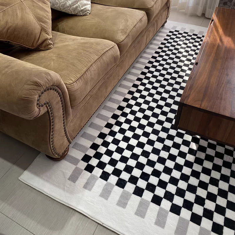 Geometric Pattern Rug Rectangle Shape Living Room Carpet Polyester Washable Area Rug