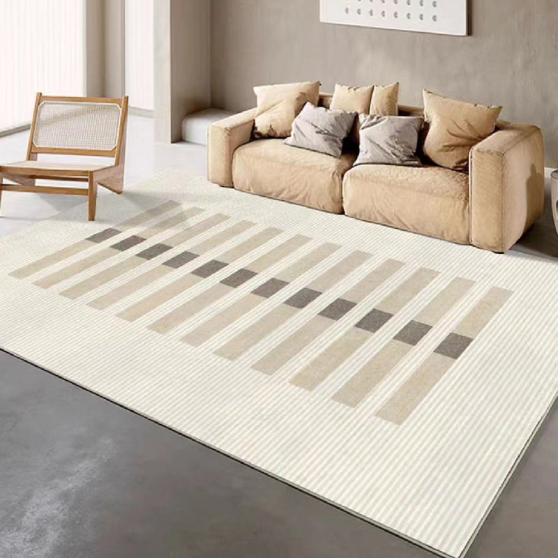 Modern Style Beige Rug Rectangle Shape Stain Resistant Rug for Home Decor