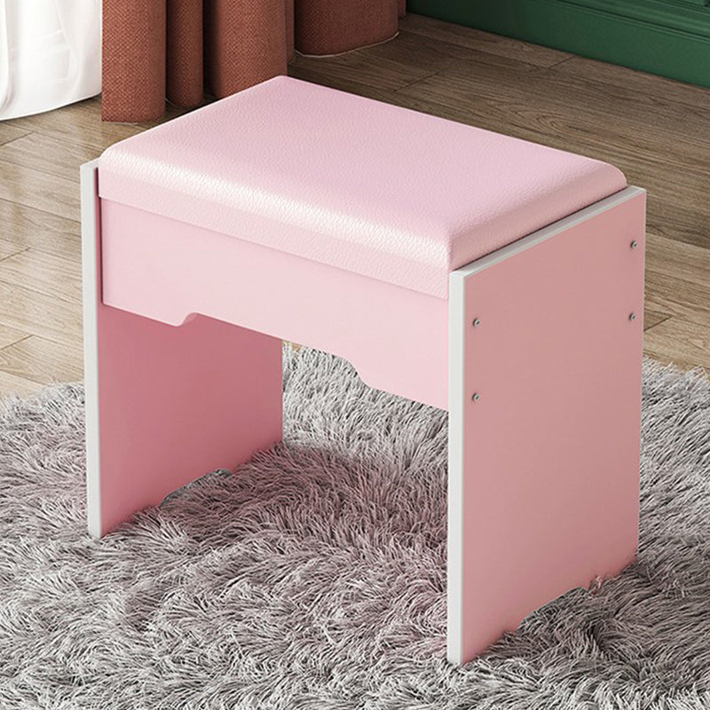 Modern Ottoman Pure Color Rectangle Upholstered Wood Frame Fade Resistant Pouf