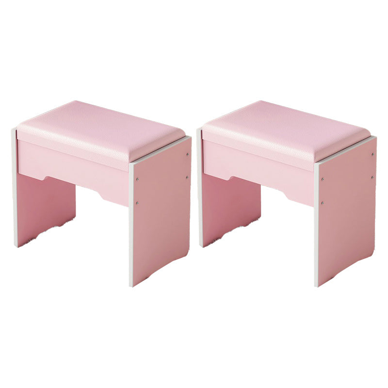 Modern Ottoman Pure Color Rectangle Upholstered Wood Frame Fade Resistant Pouf