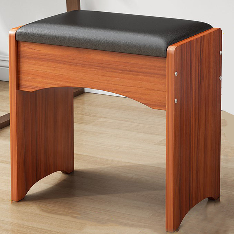 Modern Ottoman Pure Color Rectangle Upholstered Wood Frame Fade Resistant Pouf