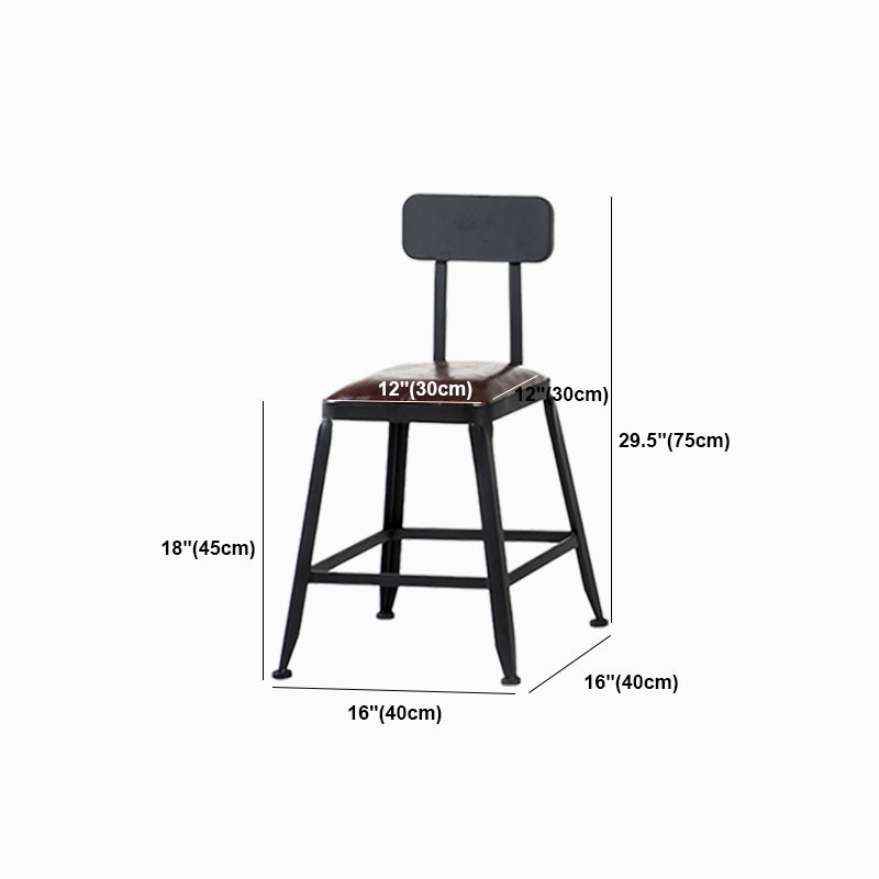 Industrial Metal Stool Faux Leather Cushion Footrest Stool for Bar