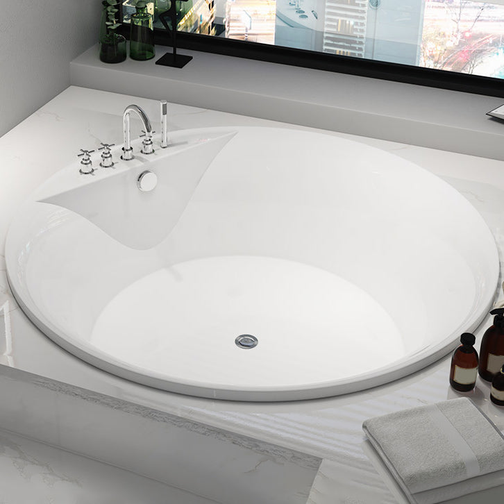 Modern White Acrylic Bath Tub Round Drop-in Bathtub for Home