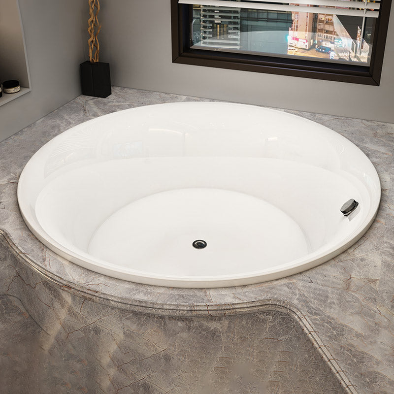 Modern Acrylic Drop-in Bathtub Oval Bath Tub for Home in White