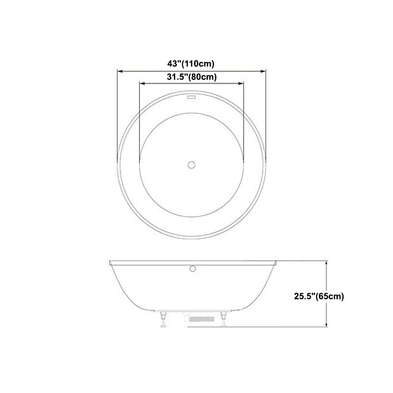 Modern Acrylic Drop-in Bathtub Oval Bath Tub for Home in White