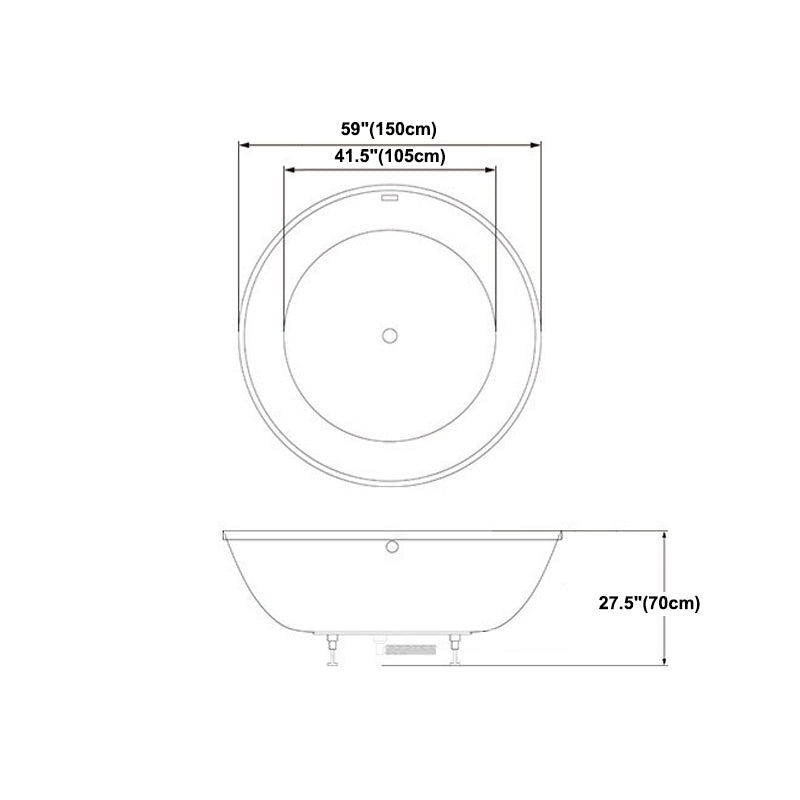 Modern Acrylic Drop-in Bathtub Oval Bath Tub for Home in White