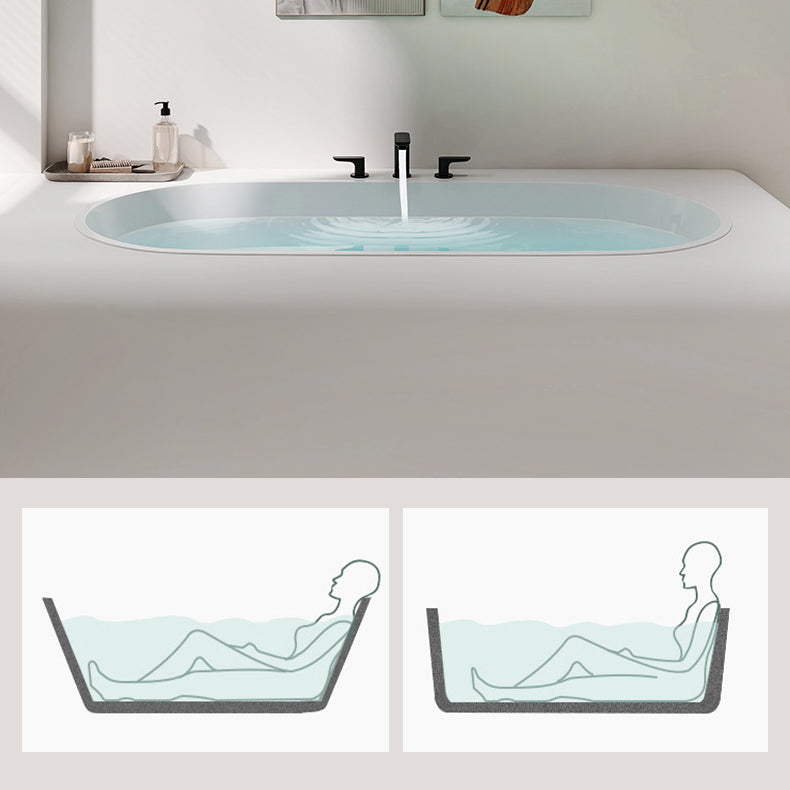Modern Oval Drop-in Bath Tub 23.22" H White Acrylic Bathtub for Home