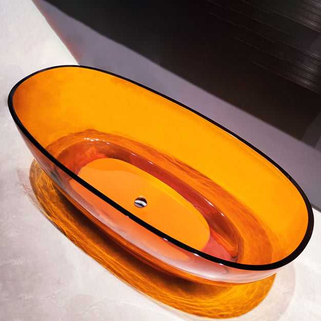 Modern Soaking Freestanding Tub Colorful Oval Bathtub for Home