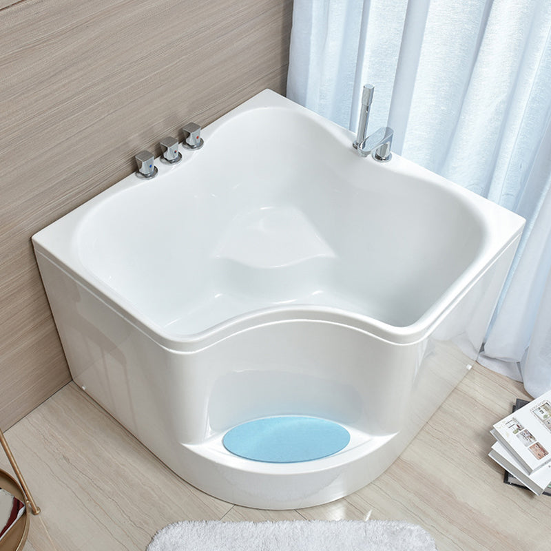 Modern Home Acrylic Bathtub White Corner Bath Tub with Seat Included