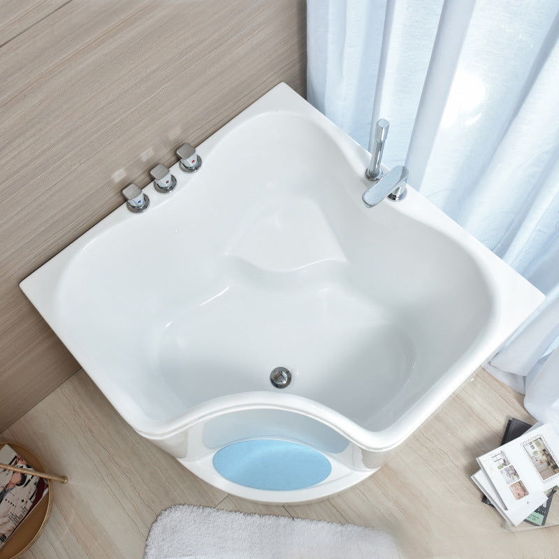 Modern Home Acrylic Bathtub White Corner Bath Tub with Seat Included