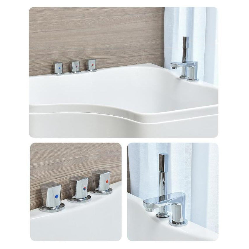 Modern Home Acrylic Bathtub White Corner Bath Tub with Seat Included