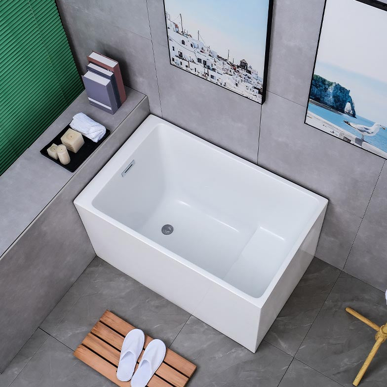White Acrylic Alcove Bath Tub Rectangular 25" H Bathtub for Home (Without Faucet)