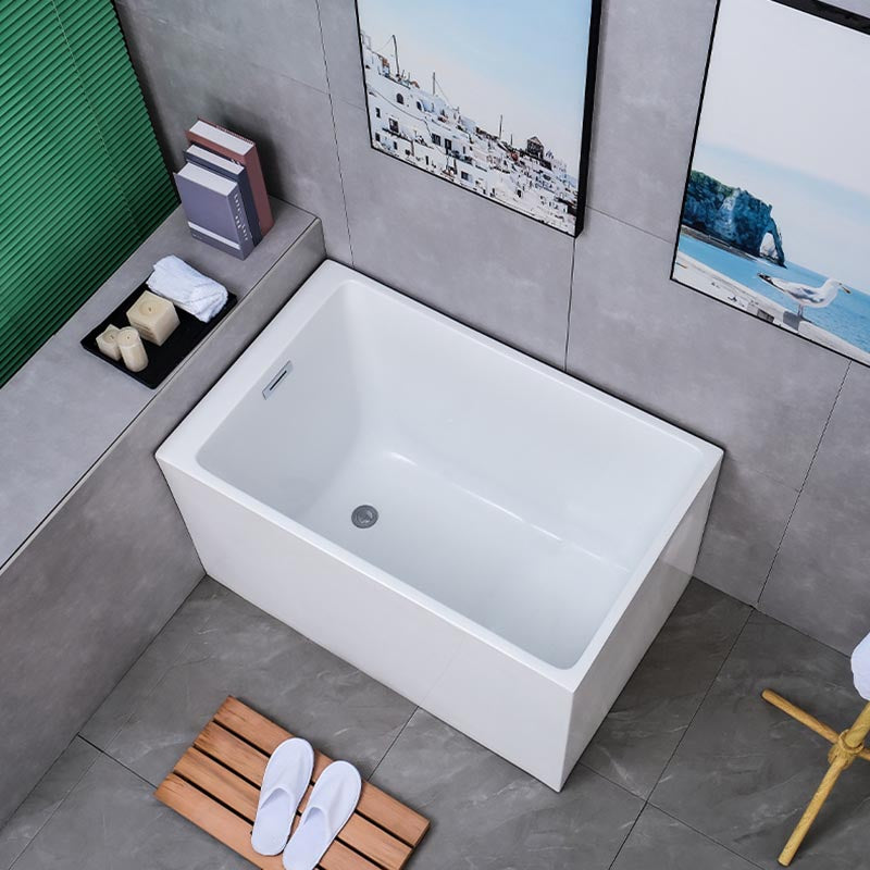 White Acrylic Alcove Bath Tub Rectangular 25" H Bathtub for Home (Without Faucet)