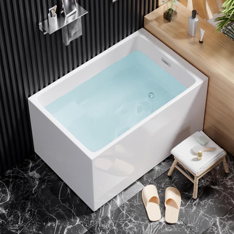 White Acrylic Alcove Bath Tub Rectangular 25" H Bathtub for Home (Without Faucet)