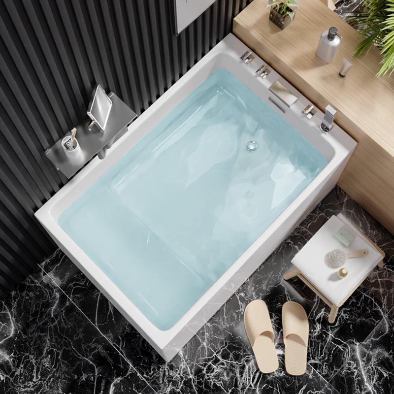 White Acrylic Alcove Bath Tub Rectangular 25" H Bathtub for Home (Without Faucet)