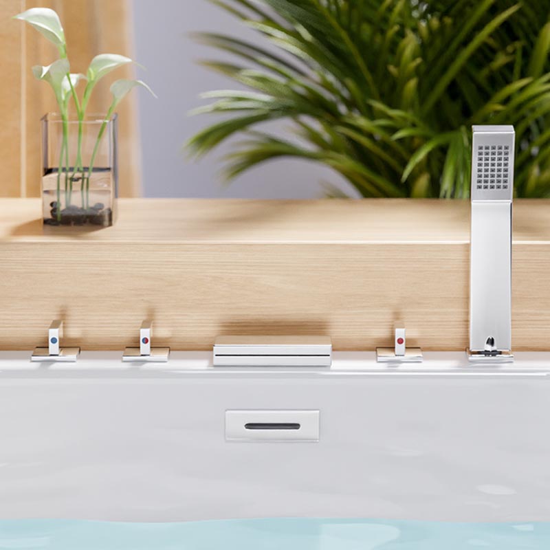 White Acrylic Alcove Bath Tub Rectangular 25" H Bathtub for Home (Without Faucet)