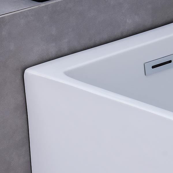 White Acrylic Alcove Bath Tub Rectangular 25" H Bathtub for Home (Without Faucet)
