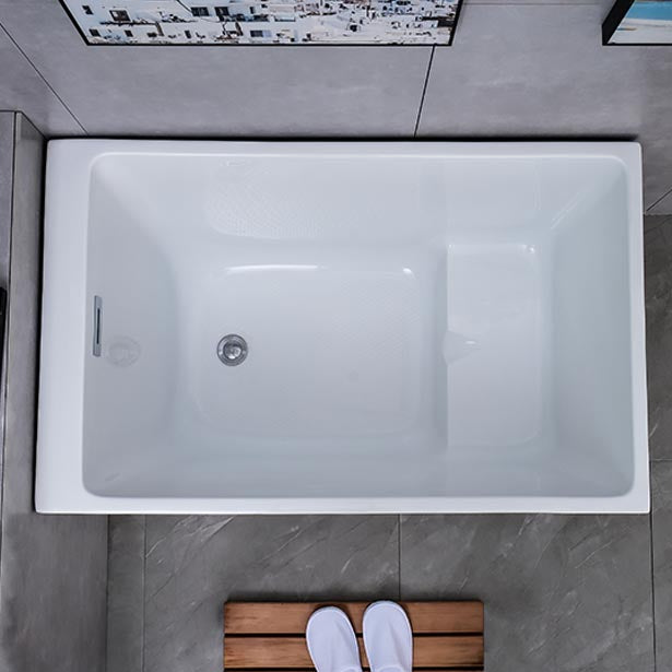 White Acrylic Alcove Bath Tub Rectangular 25" H Bathtub for Home (Without Faucet)