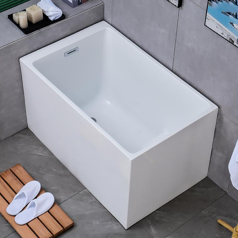 White Acrylic Alcove Bath Tub Rectangular 25" H Bathtub for Home (Without Faucet)