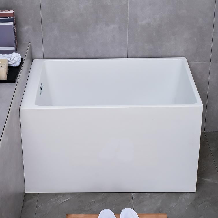 White Acrylic Alcove Bath Tub Rectangular 25" H Bathtub for Home (Without Faucet)