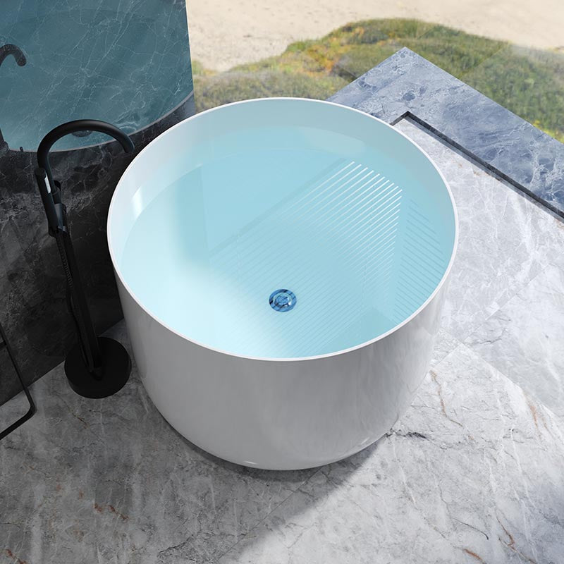 Modern Round Acrylic Bath Tub 26.77" H Freestanding Bathtub for Home