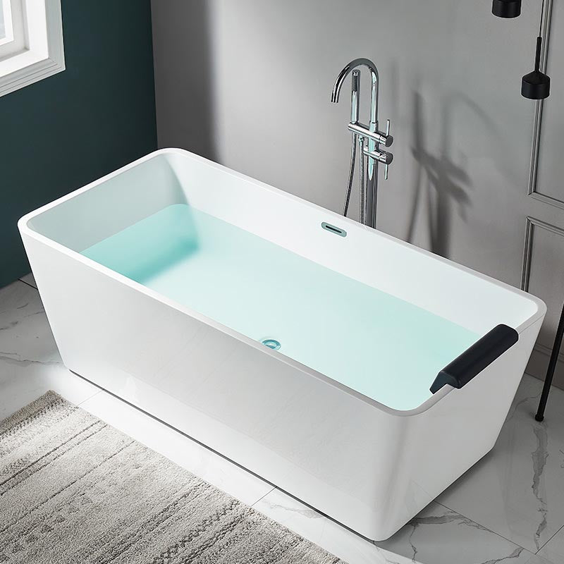 Modern Acrylic Home Bathtub Rectangular Freestanding Bath Tub in White
